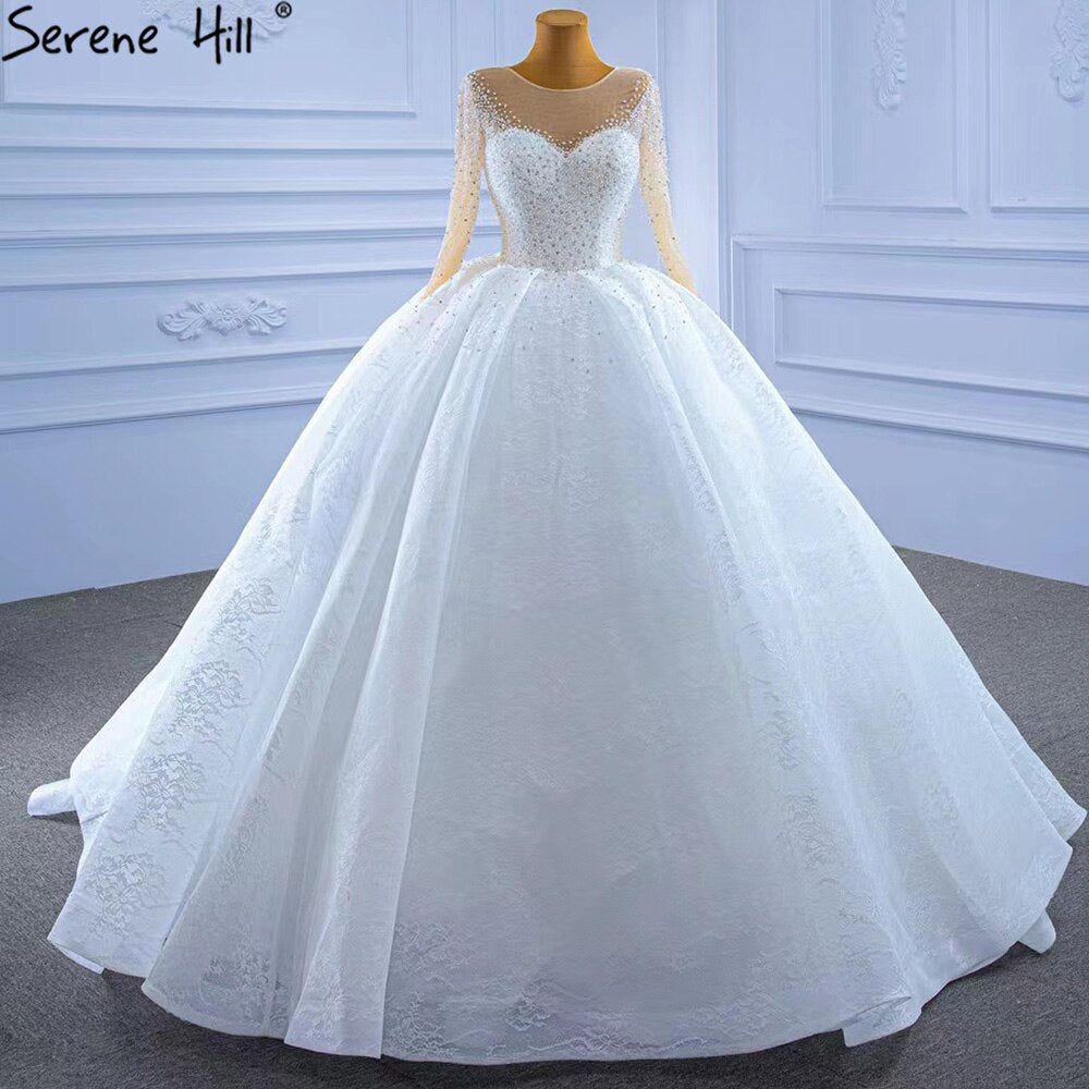 Weiß Luxus High-end Brautkleider 2025 Perlen Perlen Sparkle Braut Kleider HM67293 Nach Maß 