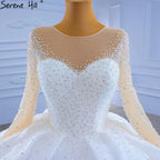 Weiß Luxus High-end Brautkleider 2025 Perlen Perlen Sparkle Braut Kleider HM67293 Nach Maß 