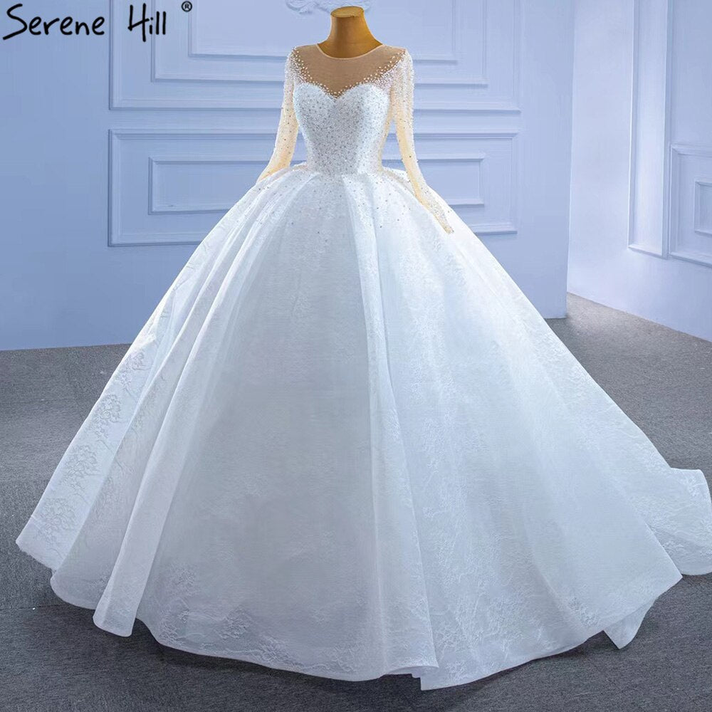Weiß Luxus High-end Brautkleider 2025 Perlen Perlen Sparkle Braut Kleider HM67293 Nach Maß 