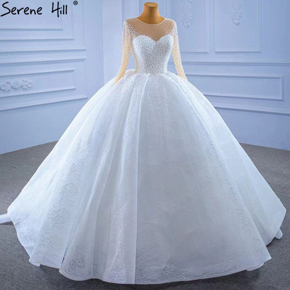 Weiß Luxus High-end Brautkleider 2025 Perlen Perlen Sparkle Braut Kleider HM67293 Nach Maß 