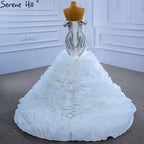 Weiß Luxus Rüschen Perlen Brautkleider 2025 Meerjungfrau Elegante High-end-Braut Kleider HM67365 Nach Maß 
