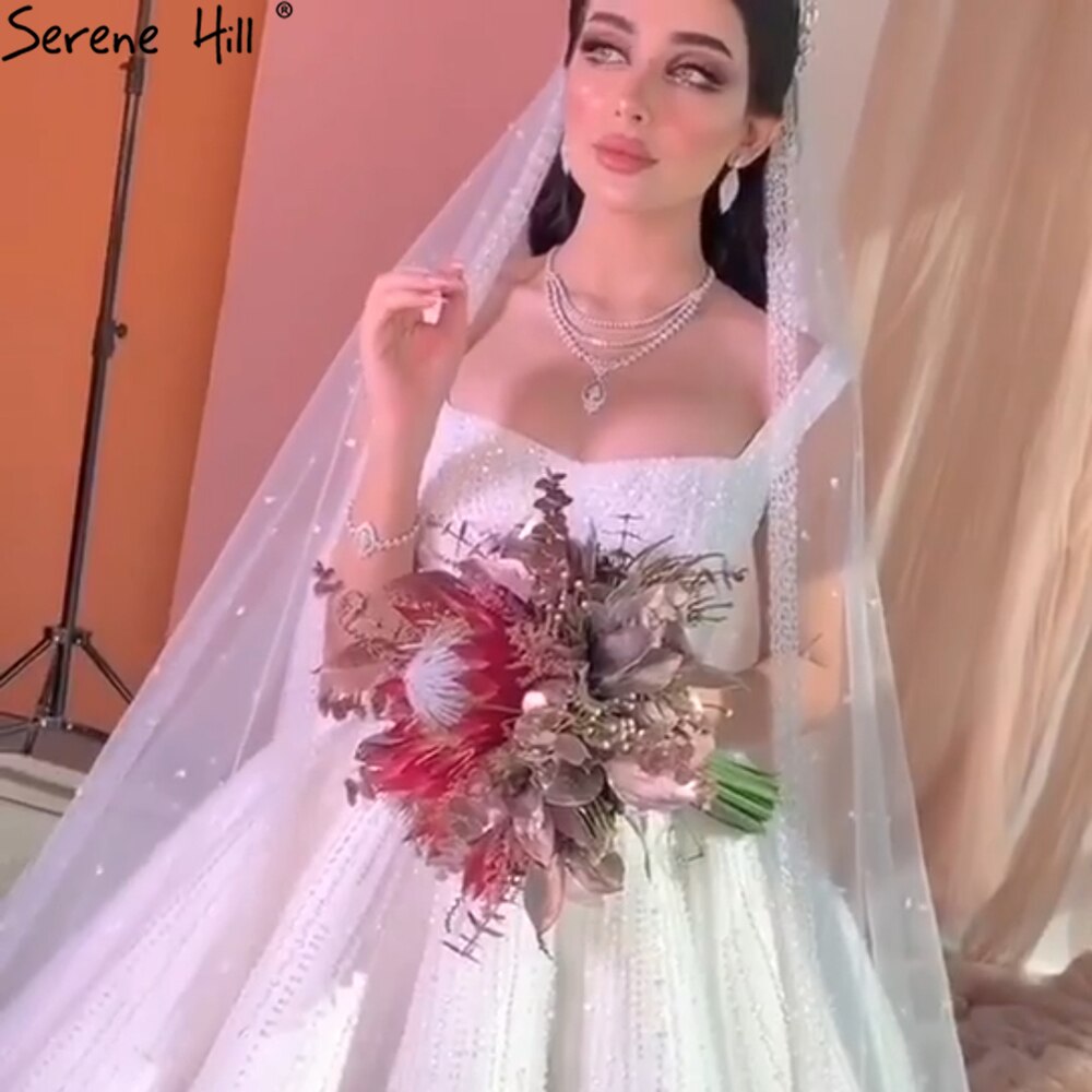 Weiß Luxus Sexy Brautkleider 2025 Spaghetti-trägern Perlen High-end-Braut Kleider HA2468 Nach Maß 