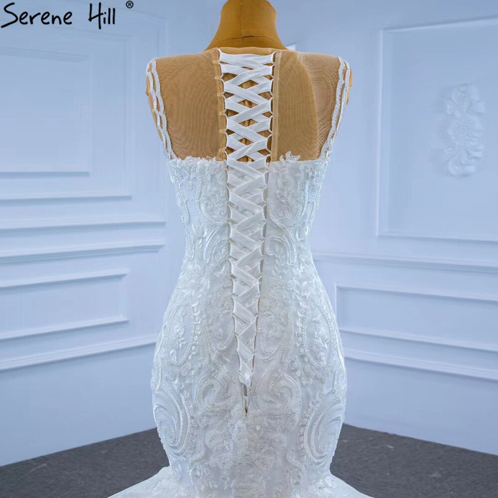 Vestidos de novia de lujo de sirena blanca 2025 con cuentas, capas, sexys y elegantes, HM62755, hechos a medida 