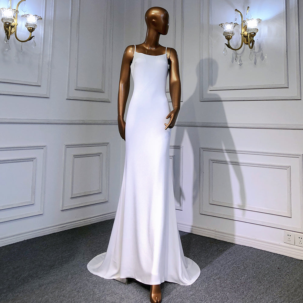 Weiß Meerjungfrau Satin Abendkleider Kleider 2025 Cape Ärmeln Backless Sexy Für Frauen Party LA70628 