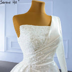 Weiß Meerjungfrau Satin Brautkleider 2025 Perlen Perlen Überrock Sexy Brautkleid HM67244 Nach Maß 