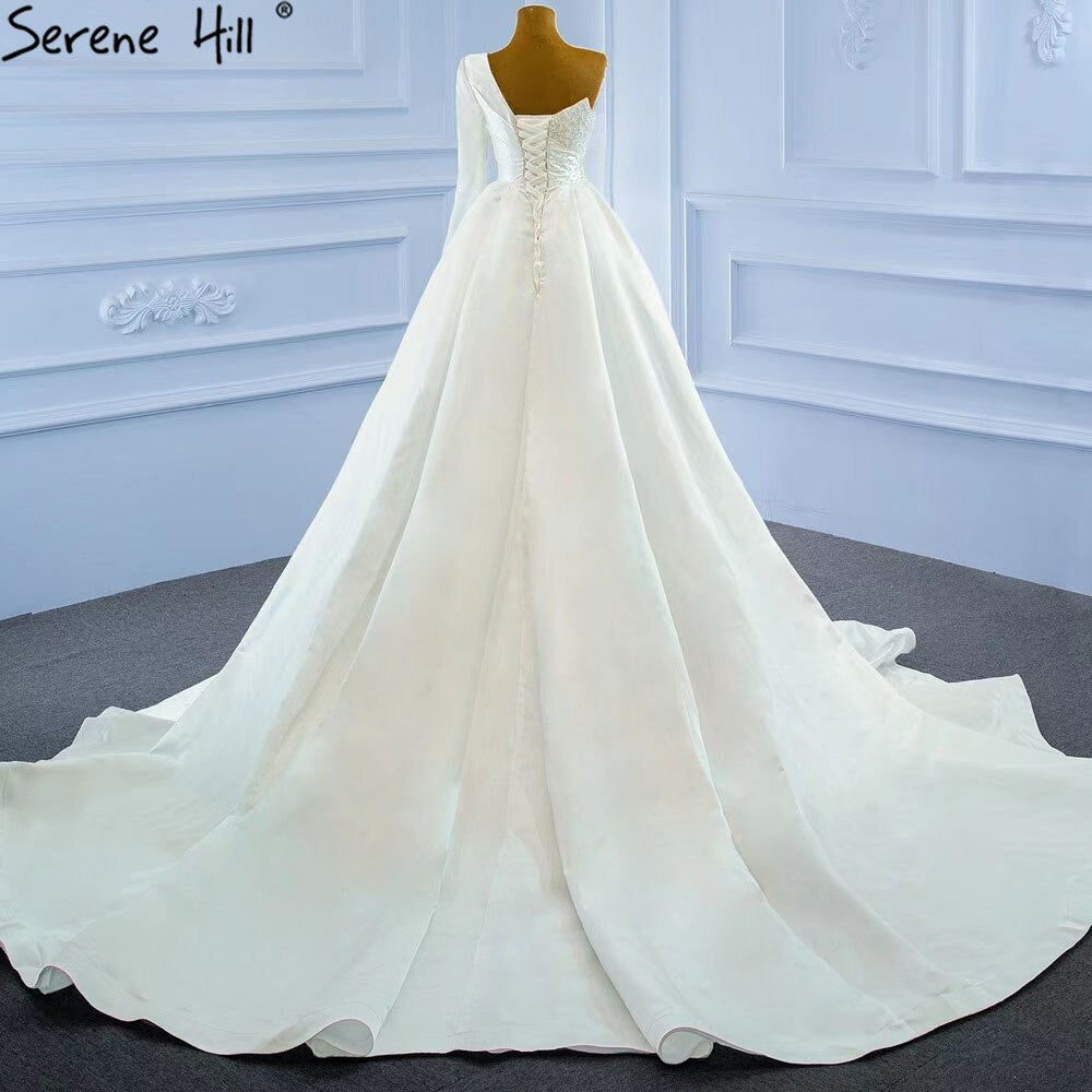 Weiß Meerjungfrau Satin Brautkleider 2025 Perlen Perlen Überrock Sexy Brautkleid HM67244 Nach Maß 