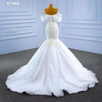 Weiße Meerjungfrau Sexy Off Schulter Perlen Perlen Lace Up Braut Kleider Hochzeit Kleid 2025 High-End Nach Maß HM67468 