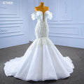 Weiße Meerjungfrau Sexy Off Schulter Perlen Perlen Lace Up Braut Kleider Hochzeit Kleid 2025 High-End Nach Maß HM67468 