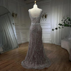 White Nude Spaghetti Strap Mermaid Evening Dresses Gowns Luxury Pearls Beaded For Women Wedding Party 2025 LA72266