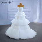 Weiß Prinzessin Rüschen Brautkleider 2025 Einfache Sexy High-end-Braut Kleider HM67308 Nach Maß 