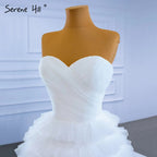 Weiß Prinzessin Rüschen Brautkleider 2025 Einfache Sexy High-end-Braut Kleider HM67308 Nach Maß 
