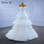 Weiß Prinzessin Rüschen Brautkleider 2025 Einfache Sexy High-end-Braut Kleider HM67308 Nach Maß 
