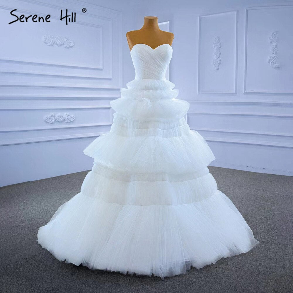 Weiß Prinzessin Rüschen Brautkleider 2025 Einfache Sexy High-end-Braut Kleider HM67308 Nach Maß 
