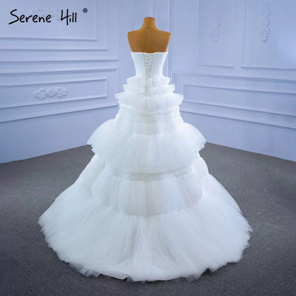 Weiß Prinzessin Rüschen Brautkleider 2025 Einfache Sexy High-end-Braut Kleider HM67308 Nach Maß 