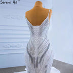 Weiße Rüschen Perlen Luxus Brautkleider Kleider 2025 Spaghetti-Trägern Meerjungfrau Elegante Brautkleid HM67386 