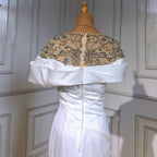 Weiß Satin Perlen Abendkleider Kleider 2025 Meerjungfrau Elegante Luxus Für Frauen Party LA71487 