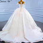 Weiß Satin Perlen Perlen Brautkleider 2025 Ärmellose High-end Lace Up Brautkleid HM67240 