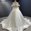 Weiß Satin Lace Up Brautkleider 2025 Perlen Bogen High-end-Braut Kleider HM67412 Nach Maß 