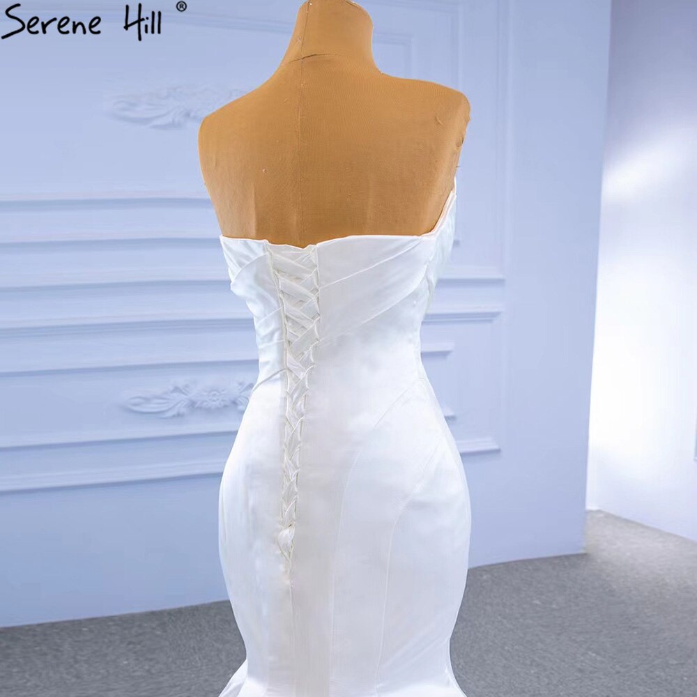 White Satin Mermaid Wedding Dresses 2025 Simple Elegant Sexy Bride Gowns HM67297 Custom Made