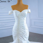 Weiß Satin Meerjungfrau Brautkleider Kleider Elegante Perlen Perlen Sexy Brautkleid 2025 HM67285 