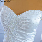 Weiß Satin Meerjungfrau Brautkleider Kleider Elegante Perlen Perlen Sexy Brautkleid 2025 HM67285 