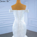 Weiß Satin Meerjungfrau Brautkleider Kleider Elegante Perlen Perlen Sexy Brautkleid 2025 HM67285 
