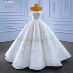 Weiß Sexy Off Schulter Lace Up Luxus Perlen Braut Kleider Hochzeit Kleid 2025 High-End Nach Maß HM67478 
