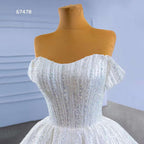 Weiß Sexy Off Schulter Lace Up Luxus Perlen Braut Kleider Hochzeit Kleid 2025 High-End Nach Maß HM67478 