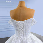 Weiß Sexy Off Schulter Lace Up Luxus Perlen Braut Kleider Hochzeit Kleid 2025 High-End Nach Maß HM67478 