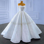Weiß Sexy Off Schulter Lace Up Luxus Perlen Braut Kleider Hochzeit Kleid 2025 High-End Nach Maß HM67478 