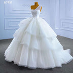 Weiß Sexy Eine Schulter Luxus Perlen Lace Up Braut Kleider Dubai Hochzeit Kleid 2025 High-End Nach Maß HM67451 
