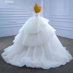 Weiß Sexy Eine Schulter Luxus Perlen Lace Up Braut Kleider Dubai Hochzeit Kleid 2025 High-End Nach Maß HM67451 