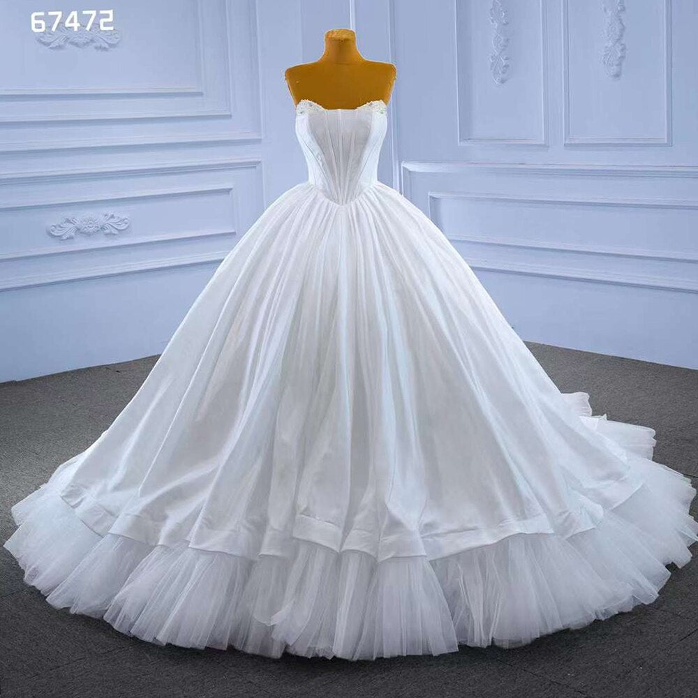 Weiß Sexy Liebsten Lace Up Luxus Perlen Perlen Braut Kleider Hochzeit Kleid 2025 High-End Nach Maß HM67472 