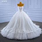 Weiß Sexy Liebsten Lace Up Luxus Perlen Perlen Braut Kleider Hochzeit Kleid 2025 High-End Nach Maß HM67472 