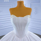 Weiß Sexy Liebsten Lace Up Luxus Perlen Perlen Braut Kleider Hochzeit Kleid 2025 High-End Nach Maß HM67472 