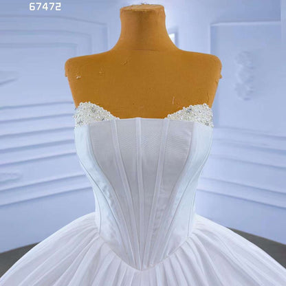 White Sexy Strapless Lace Up Luxury Beaded Pearls Bride Gowns Wedding Dress 2025 High End Custom Made HM67472