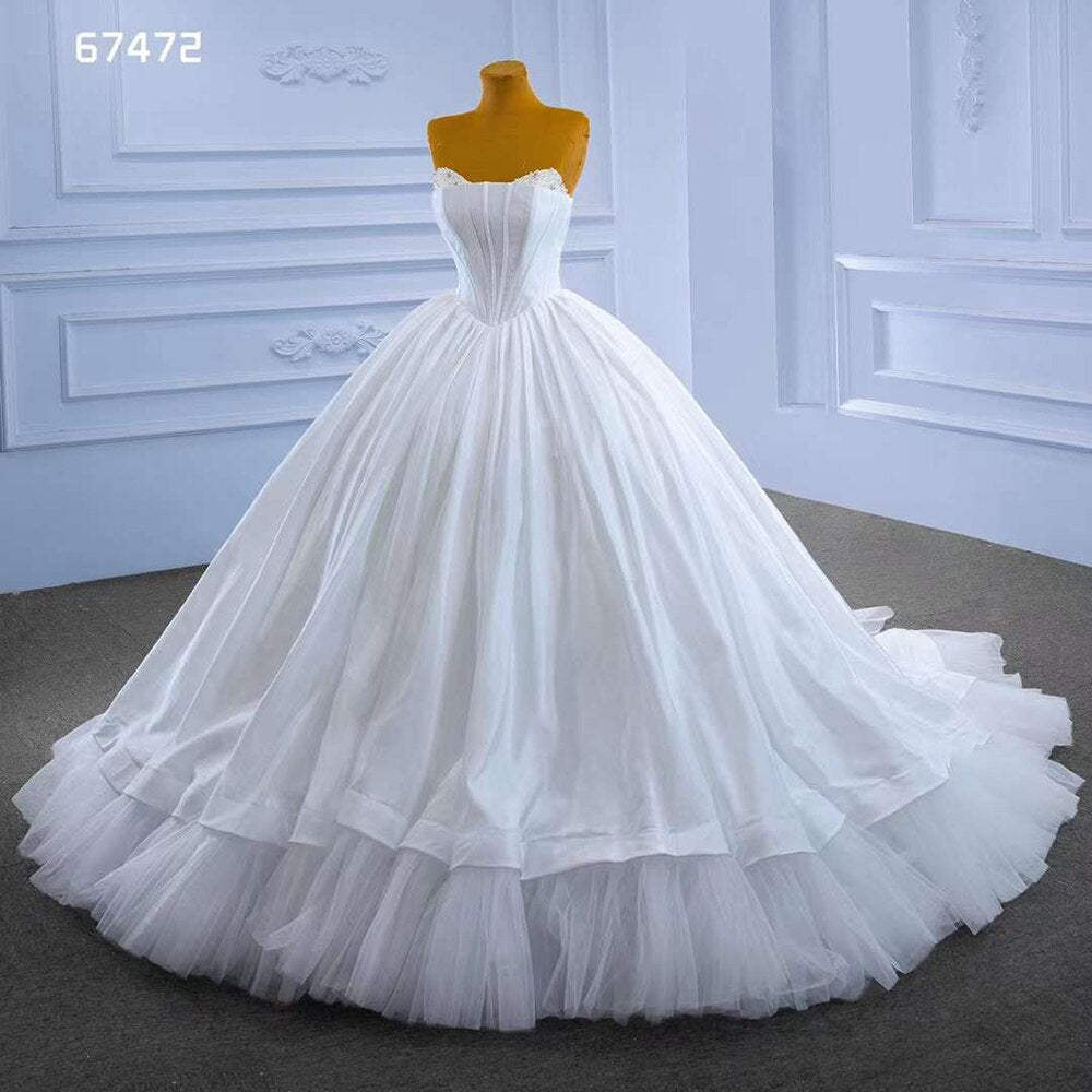 Weiß Sexy Liebsten Lace Up Luxus Perlen Perlen Braut Kleider Hochzeit Kleid 2025 High-End Nach Maß HM67472 