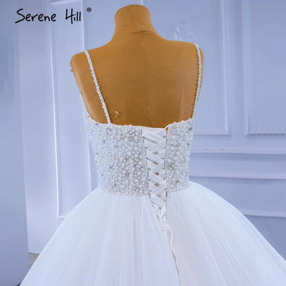 White Spaghetti Strap Wedding Dresses 2025 Simple Sexy High-end Bride Gowns HM67303 Custom Made