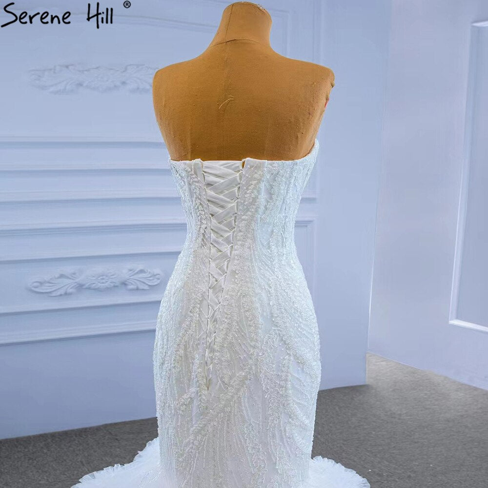 Weiß Schatz Sexy Brautkleider 2025 Luxus Perlen Rüschen Braut Kleider HM67347 Nach Maß 