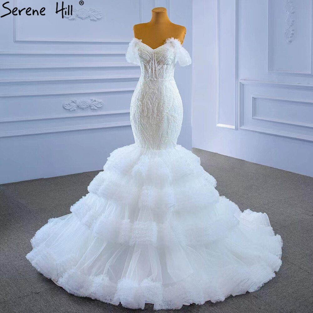 Weiß Schatz Sexy Brautkleider 2025 Luxus Perlen Rüschen Braut Kleider HM67347 Nach Maß 