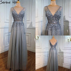 Vestidos de noche estilo Dubái, corte A, color vino tinto, 2025, con mangas largas y cuentas, diseño de vestido formal sexy LA70734 