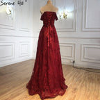 Vestidos de noche de lujo color vino tinto corte A, vestidos de fiesta 2025 con escote en forma de corazón y cristales, LA71025 