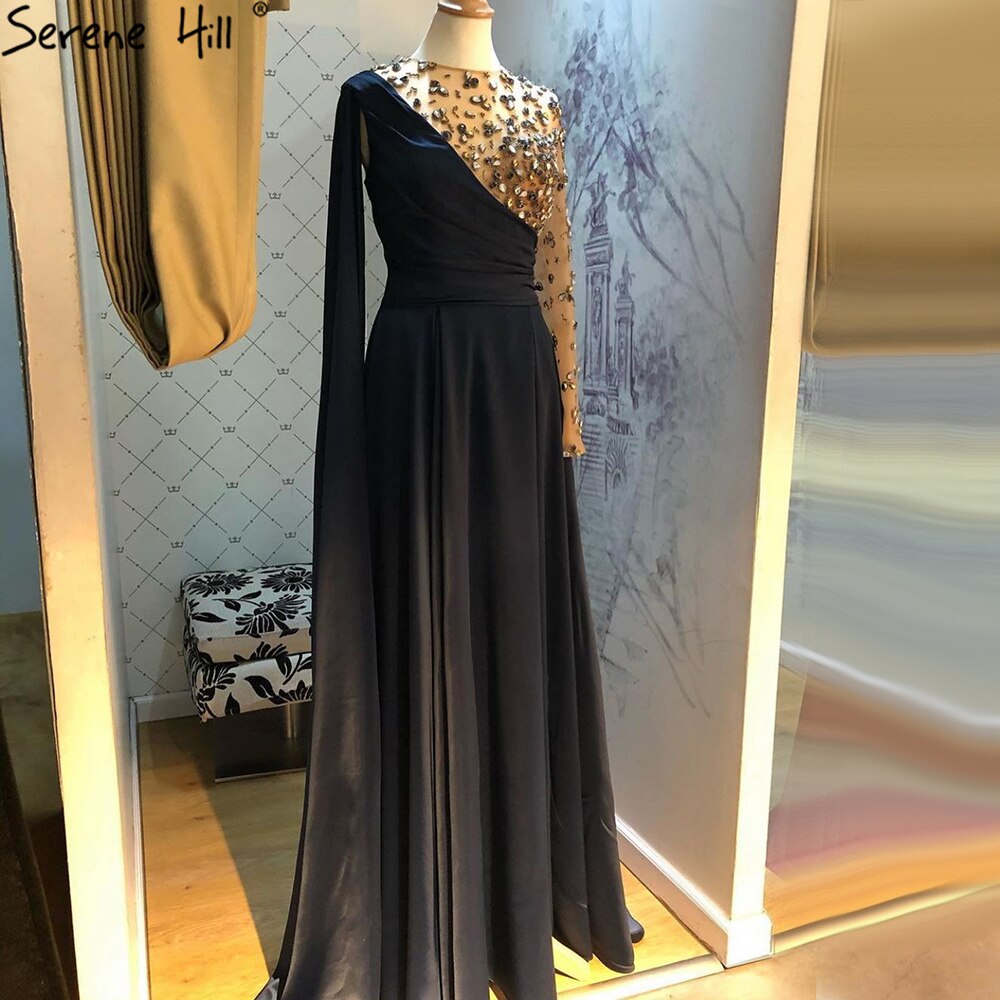 Vestidos de noche de lujo color vino tinto corte A, un hombro, diamantes, satén, para mujer, fiesta, LA70923 