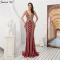 Zum Verkauf Keine Rückgabe Keine Rückerstattung Verkauf Weinrot Volldiamant Abendkleider Kleider 2025 Luxus Meerjungfrau Sexy Elegant Für Frauen Party LA6212 