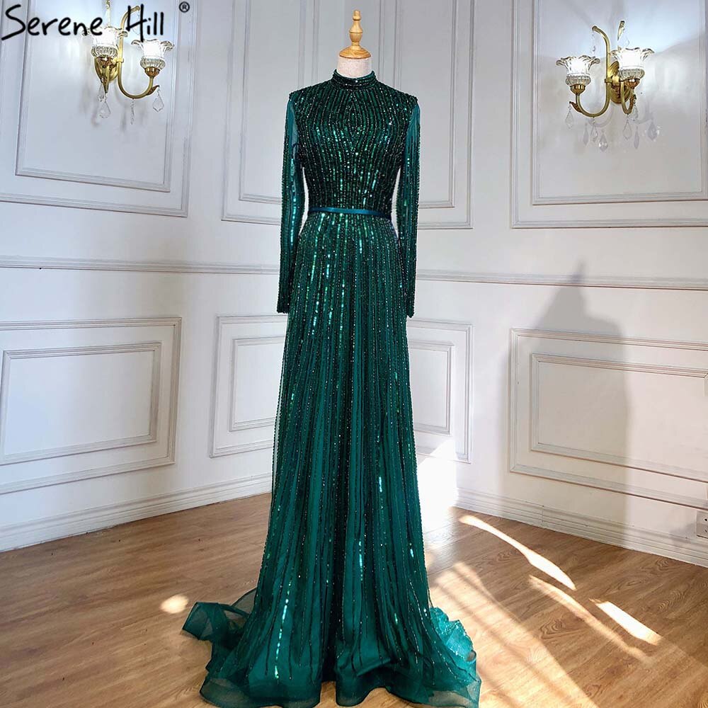 Vestidos de noche musulmanes de lujo color vino tinto 2025, corte A, con cuentas brillantes, para mujer, fiesta LA70991 