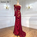 Weinrot Satin Überrock Abendkleider Kleider 2025 Meerjungfrau Elegant Sexy Für Frauen Party LA71322 