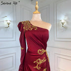 Weinrot Satin Überrock Abendkleider Kleider 2025 Meerjungfrau Elegant Sexy Für Frauen Party LA71322 