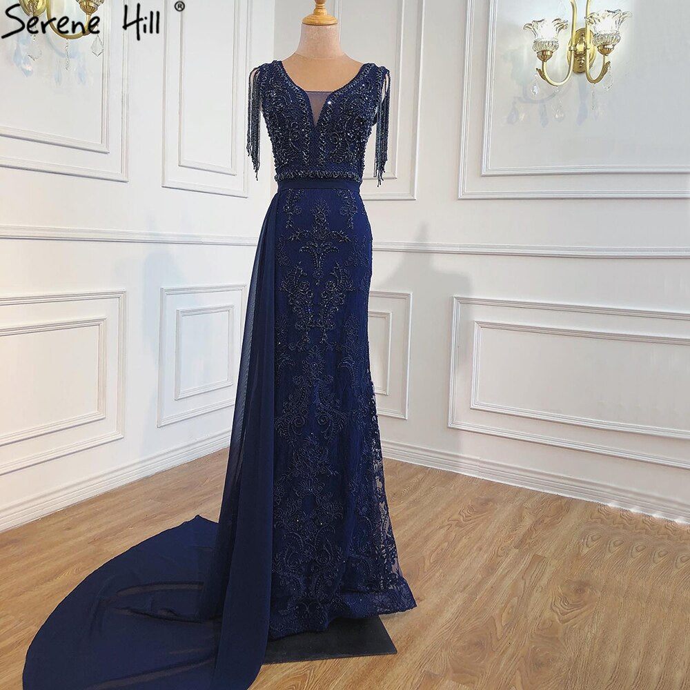 Weinrot mit abnehmbaren Schärpen Abendkleider 2025 Dubai Plus Size Perlen Quaste Luxus Abendkleid LA60846 