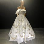 Weißes, luxuriöses Damen-Kleid, 2025, Pailletten-Sparkle, sexy Schnürung für Frauen, Party, LA71559 