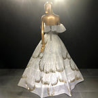 Weißes, luxuriöses Damen-Kleid, 2025, Pailletten-Sparkle, sexy Schnürung für Frauen, Party, LA71559 